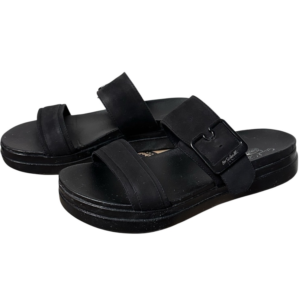 Dr. Scholl’s Black Styles Double Leather Strap Slide Sandals - Picture 3 of 8